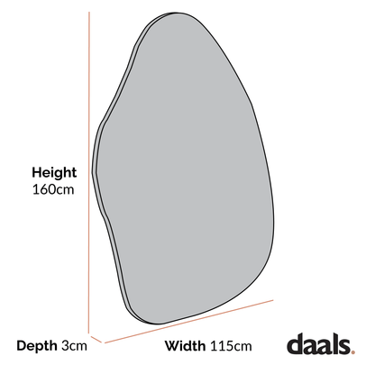 Pavia Irregular Shaped Extra Large Full Length Mirror 160 x 115 cm, Black