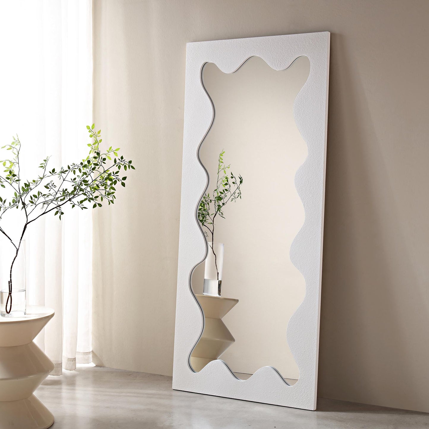 Destin Wave Mirror 160 x 70 cm, White Matte