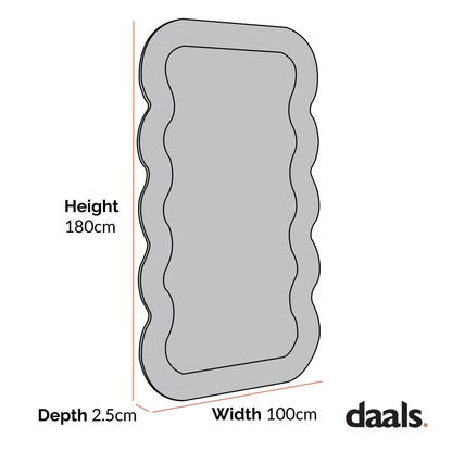 Venus Full Length Wave Mirror 180 x 100 cm, Black