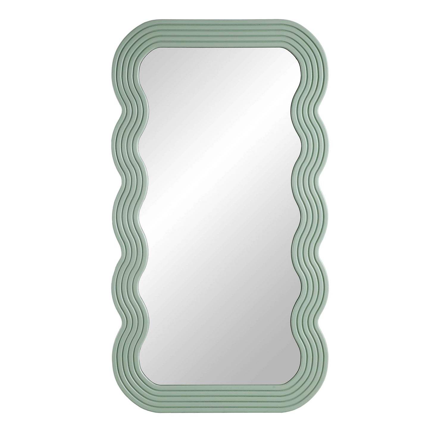 Venus Full Length Wave Mirror 180 x 100 cm, Sage Green