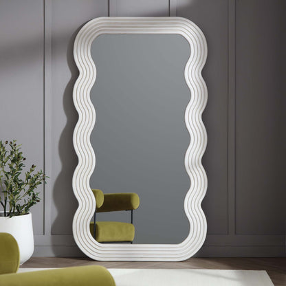 Venus Full Length Wave Mirror 180 x 100 cm, Washed White
