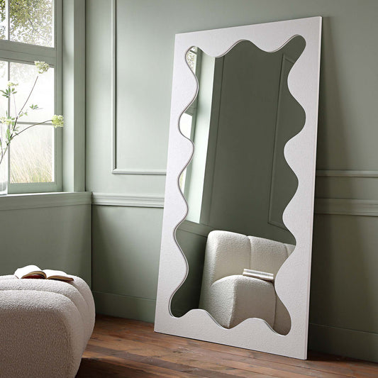 Destin Wave Mirror 180 x 100 cm, White Matte