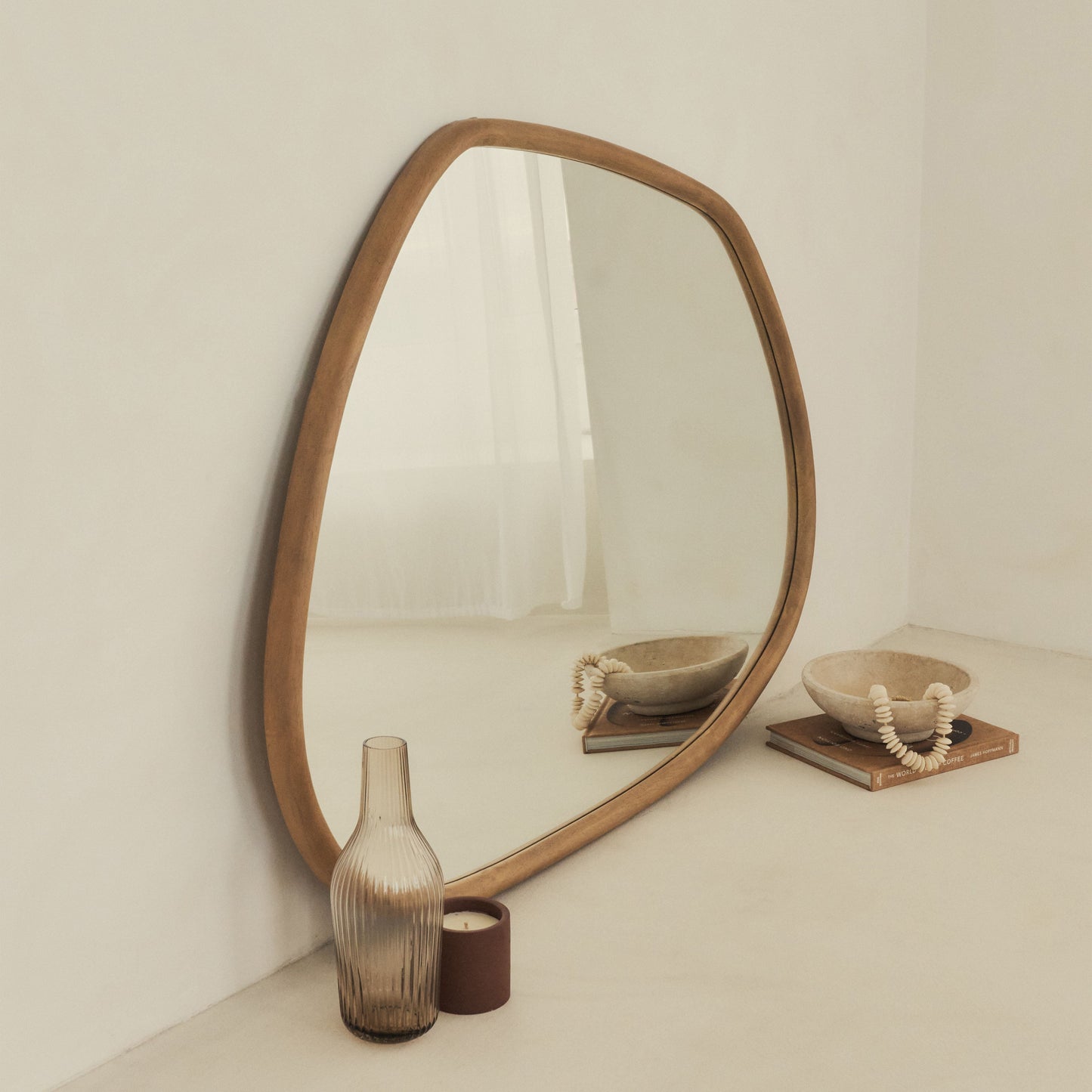 Aaliyah - Warm Wood Irregular Wall Mirror 110cm x 80cm