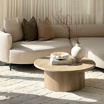 Madison - Large Washed Wood Round Wooden Coffee Table