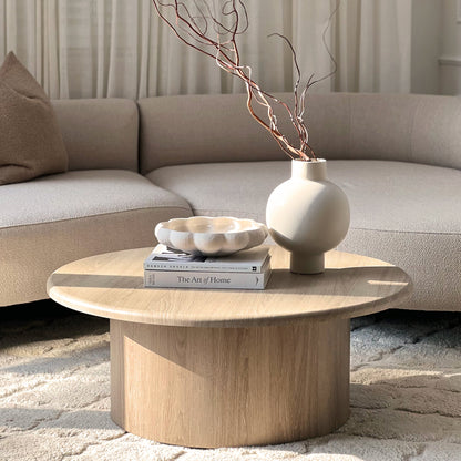 Madison - Large Washed Wood Round Wooden Coffee Table