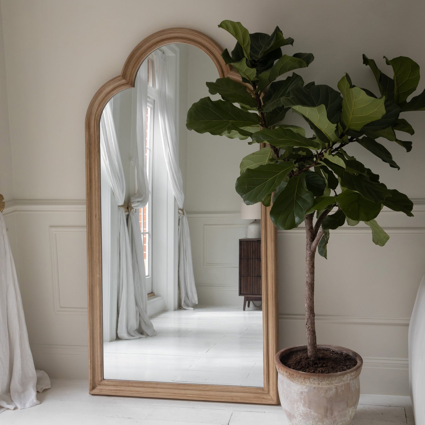 Melilla - Washed Wood Arched Full Length Mirror 190cm x 99cm