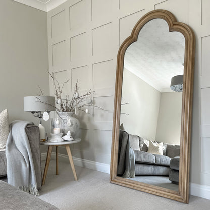 Melilla - Washed Wood Arched Full Length Mirror 170cm x 80cm