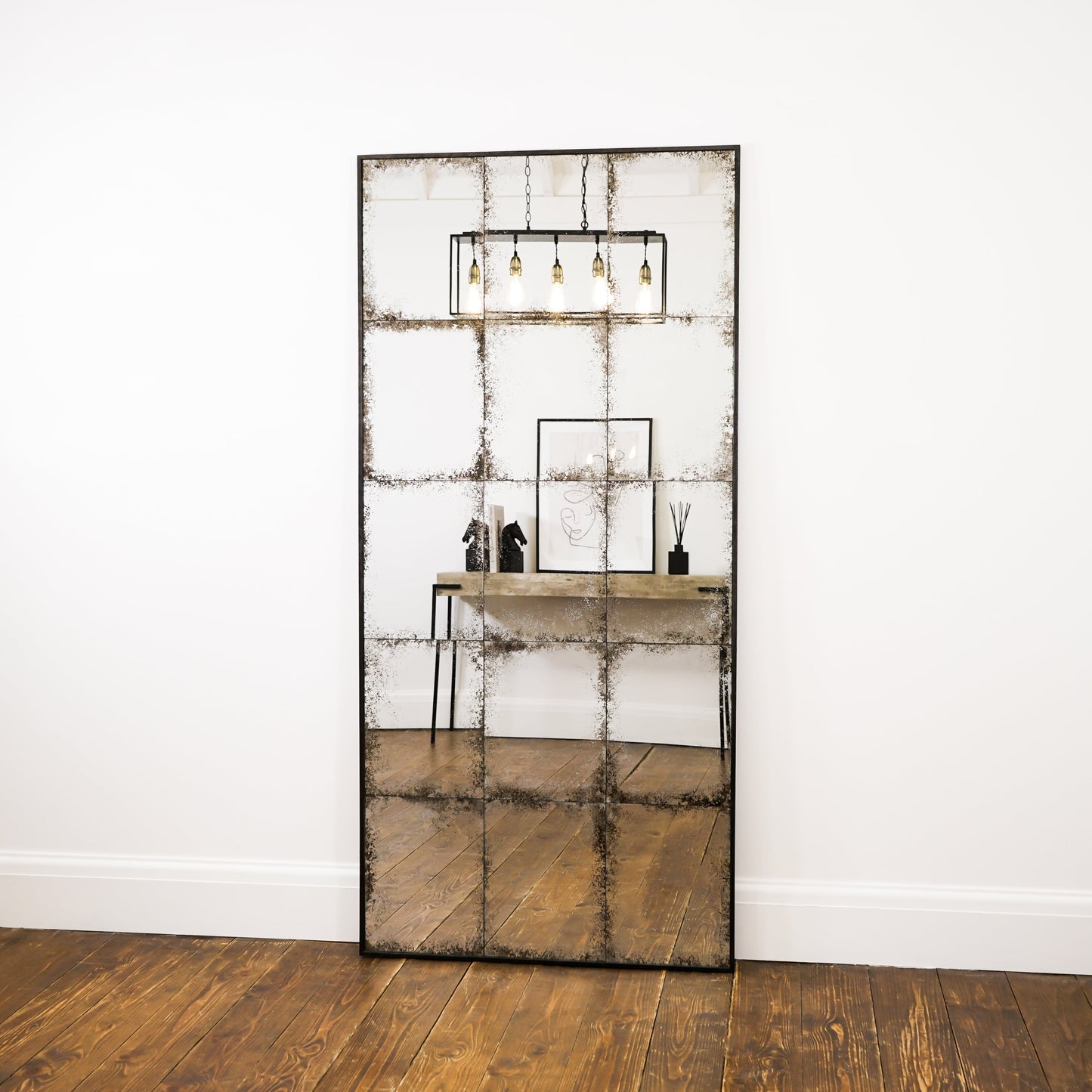 Odessa - Black Antique Glass Full Length Metal Mirror 170cm x 80cm