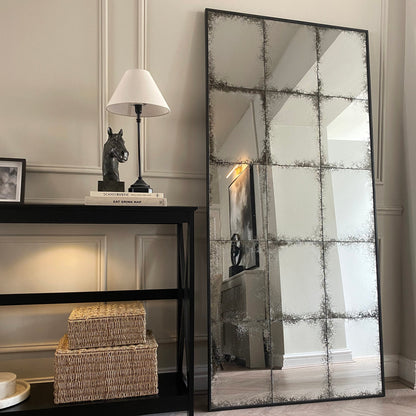 Odessa - Black Antique Glass Full Length Metal Mirror 170cm x 80cm