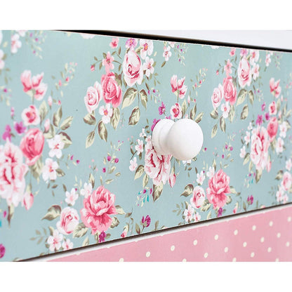 Cherry Tree Furniture CANTERBURY Wooden 2-Drawer Bedside Table Nightstand, Rose & Polka Dot Pattern