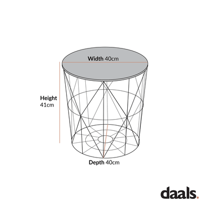 Koram Marble Effect Top Basket Side Table Golden Geometric Wire Frame End Table