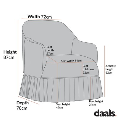Calliope Skirted Armchair, Blue Striped