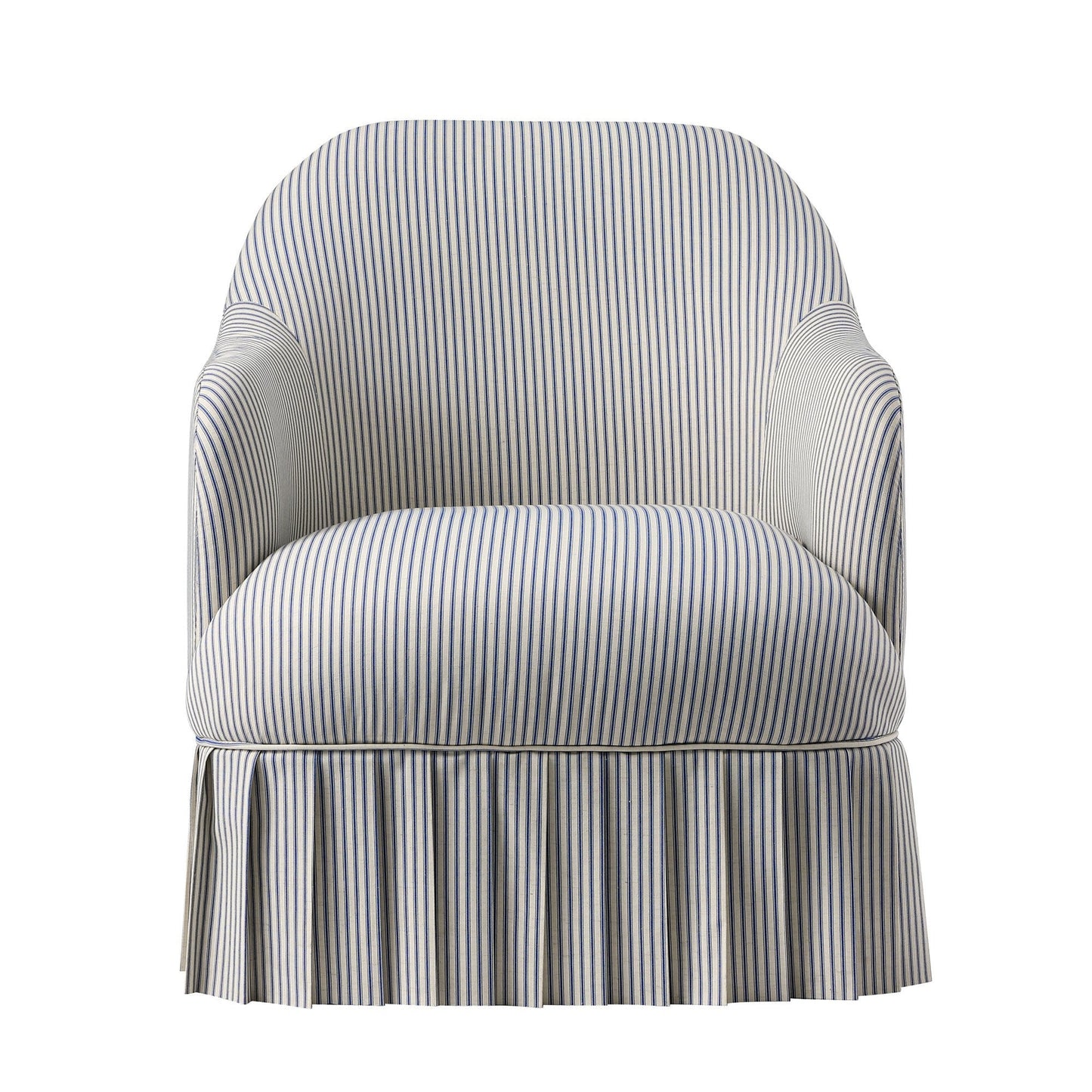 Calliope Skirted Armchair, Blue Striped