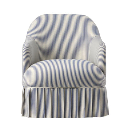 Calliope Skirted Armchair, Blue Striped
