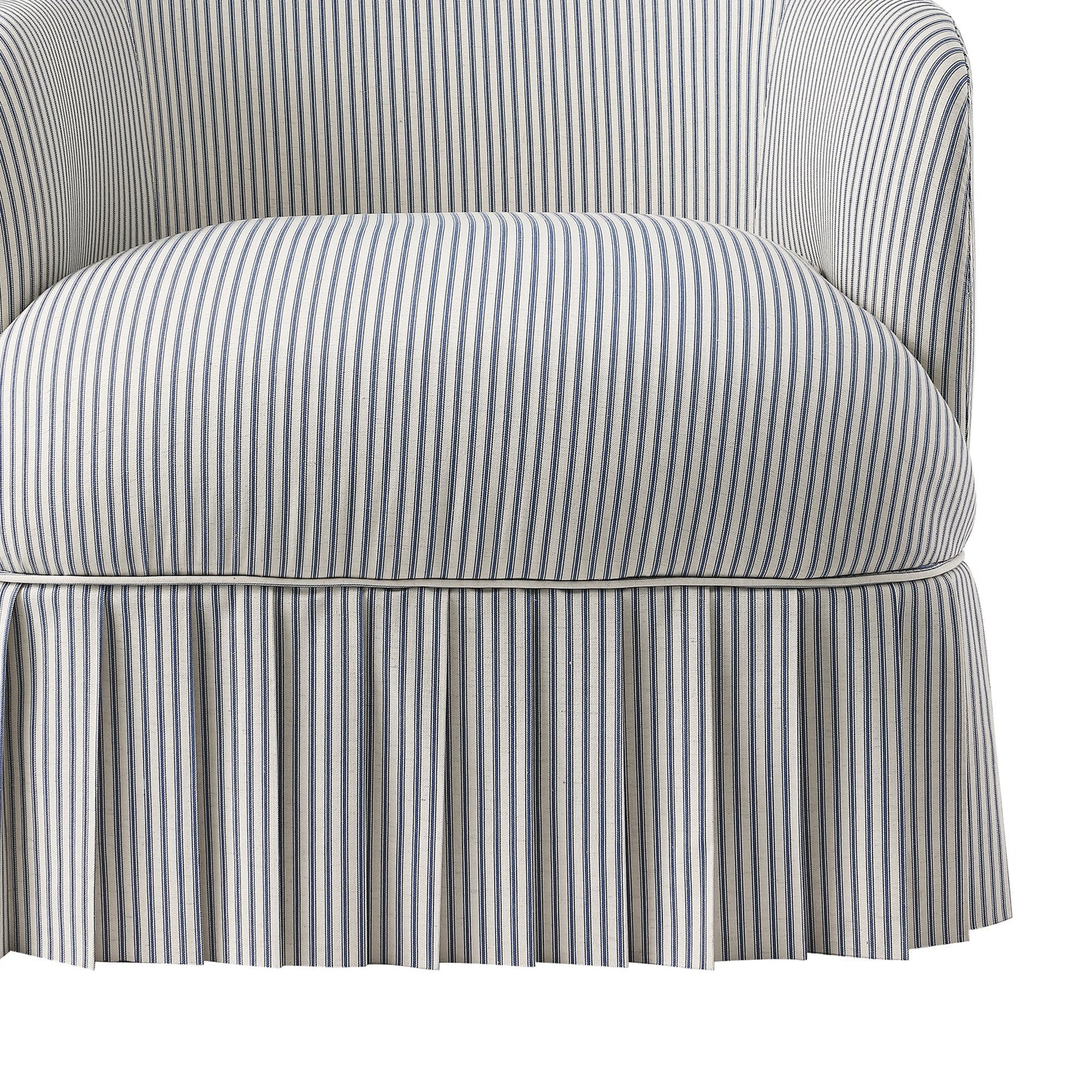 Calliope Skirted Armchair, Blue Striped