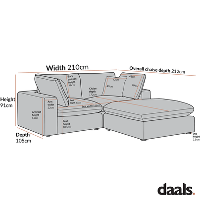 Lutyens Moss Green Velvet Modular Sofa, 2-Piece Chaise