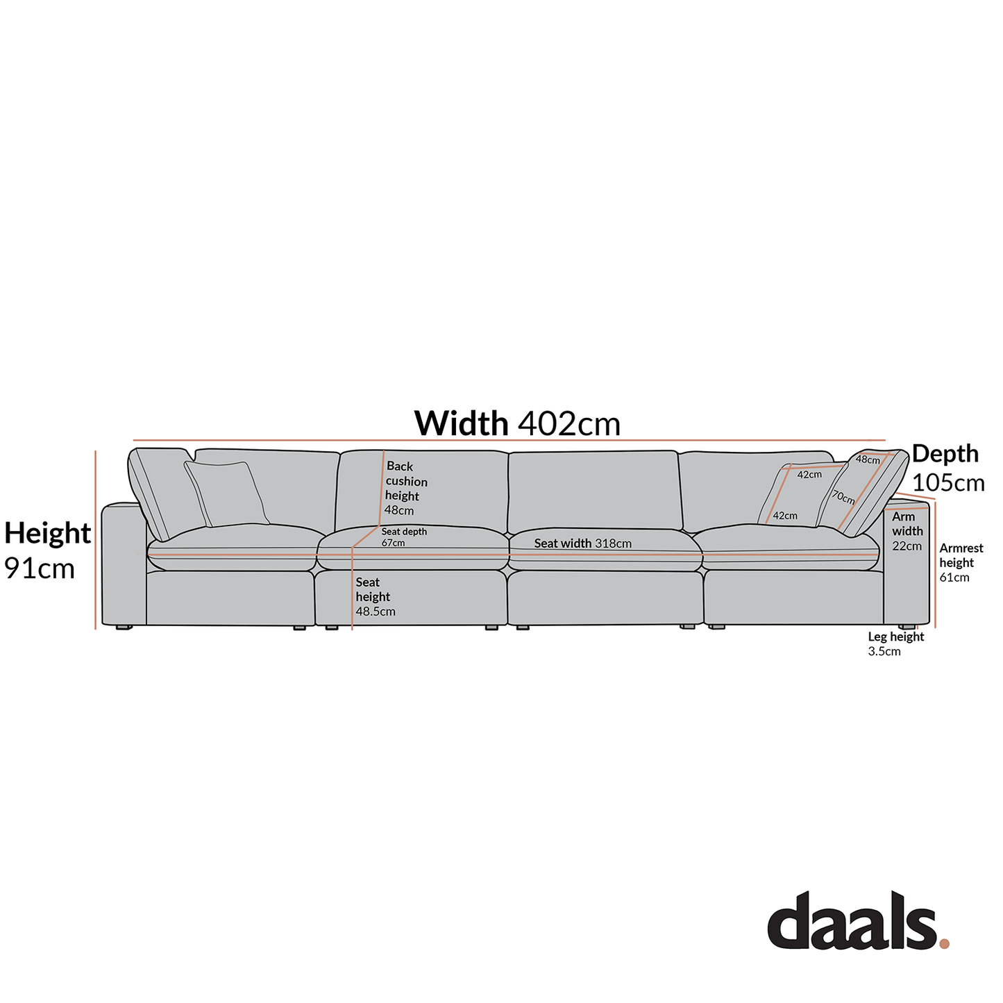 Lutyens Taupe Velvet Modular Sofa, 4-Piece