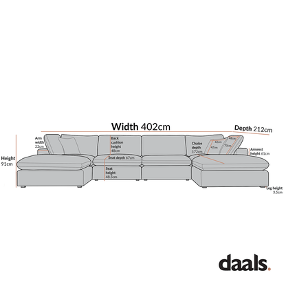 Lutyens Beige Linen Blend Modular Sofa, 6-Piece U-Shape Set
