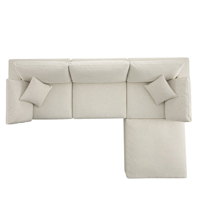 Lutyens Beige Linen Blend Modular Sofa, 3-Piece Chaise