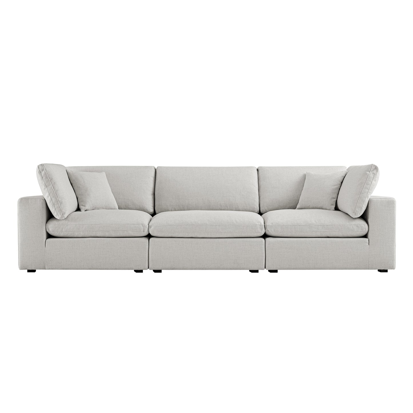 Lutyens Light Grey Linen Blend Modular Sofa, 3-Piece