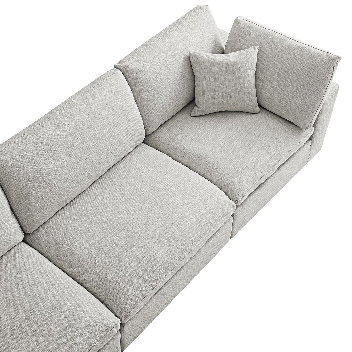 Lutyens Light Grey Linen Blend Modular Sofa, 3-Piece