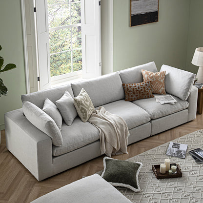 Lutyens Light Grey Linen Blend Modular Sofa, 3-Piece