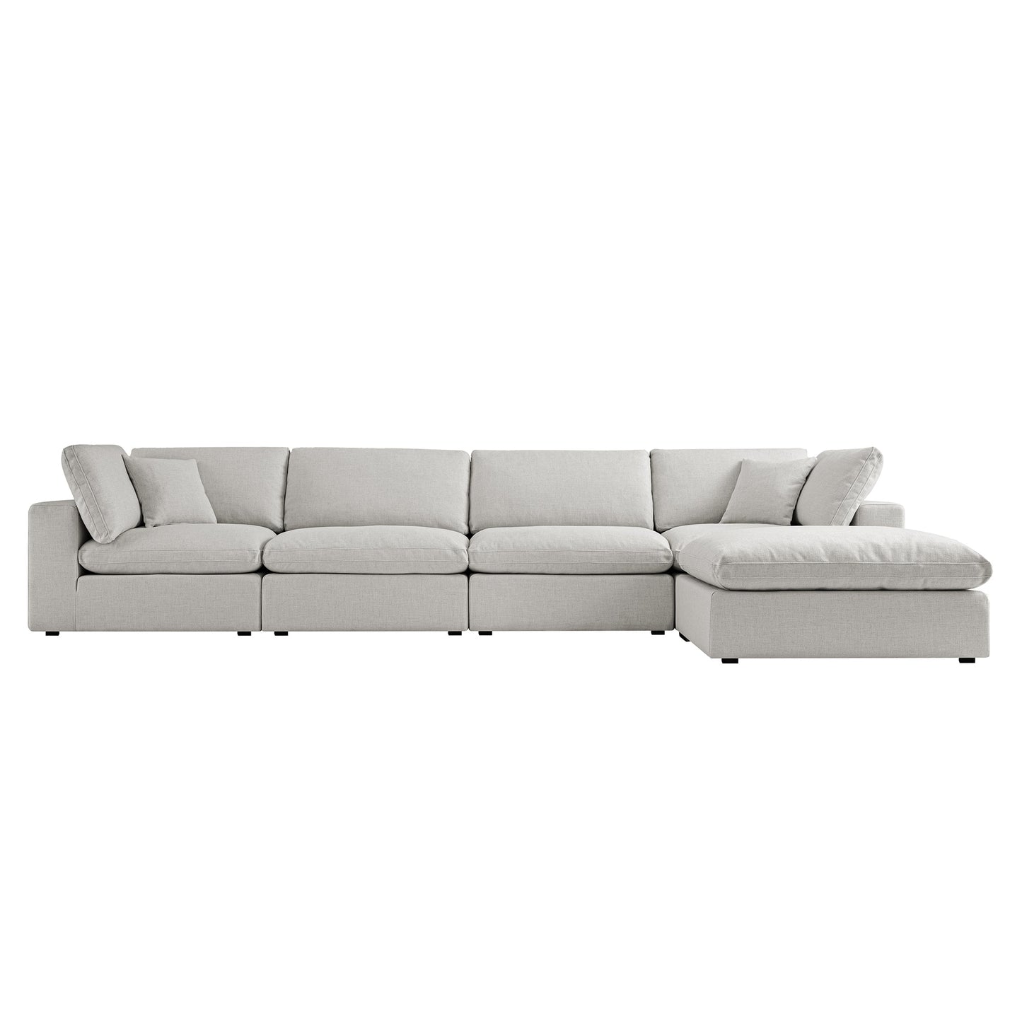 Lutyens Light Grey Linen Blend Modular Sofa, 4-Piece Chaise