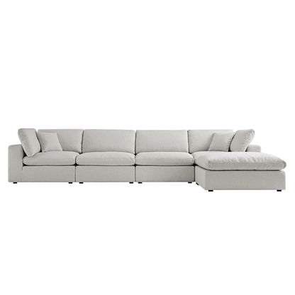 Lutyens Light Grey Linen Blend Modular Sofa, 4-Piece Chaise