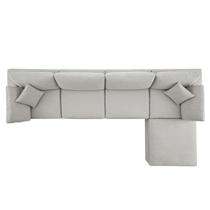 Lutyens Light Grey Linen Blend Modular Sofa, 4-Piece Chaise