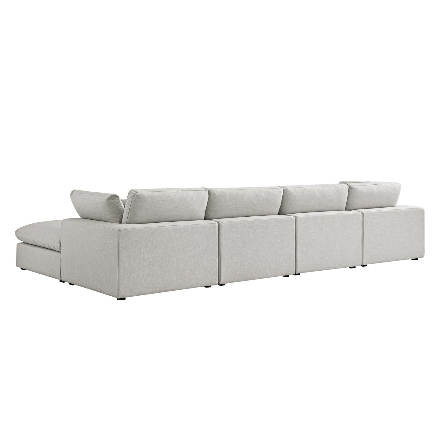 Lutyens Light Grey Linen Blend Modular Sofa, 4-Piece Chaise