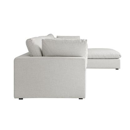 Lutyens Light Grey Linen Blend Modular Sofa, 4-Piece Chaise