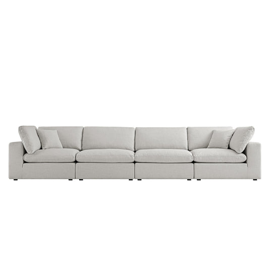 Lutyens Light Grey Linen Blend Modular Sofa, 4-Piece