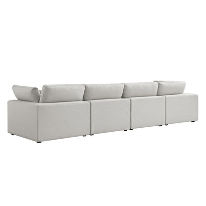 Lutyens Light Grey Linen Blend Modular Sofa, 4-Piece