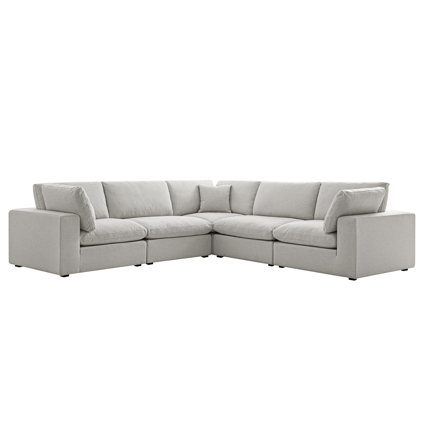 Lutyens Light Grey Linen Blend Modular Sofa, 5-Piece Corner Set