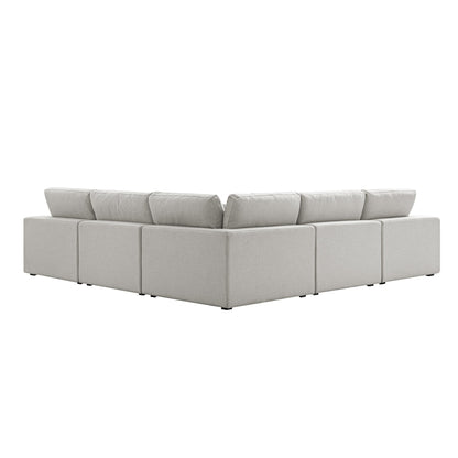 Lutyens Light Grey Linen Blend Modular Sofa, 5-Piece Corner Set