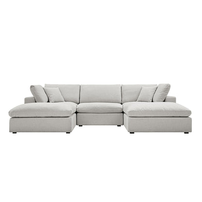 Lutyens Light Grey Linen Blend Modular Sofa, 5-Piece U-Shape Set