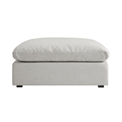 Lutyens Light Grey Linen Blend Modular Sofa, Stool