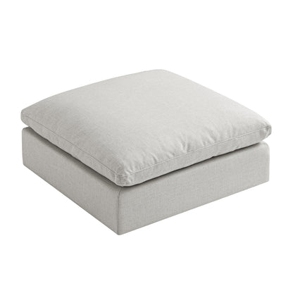 Lutyens Light Grey Linen Blend Modular Sofa, Stool