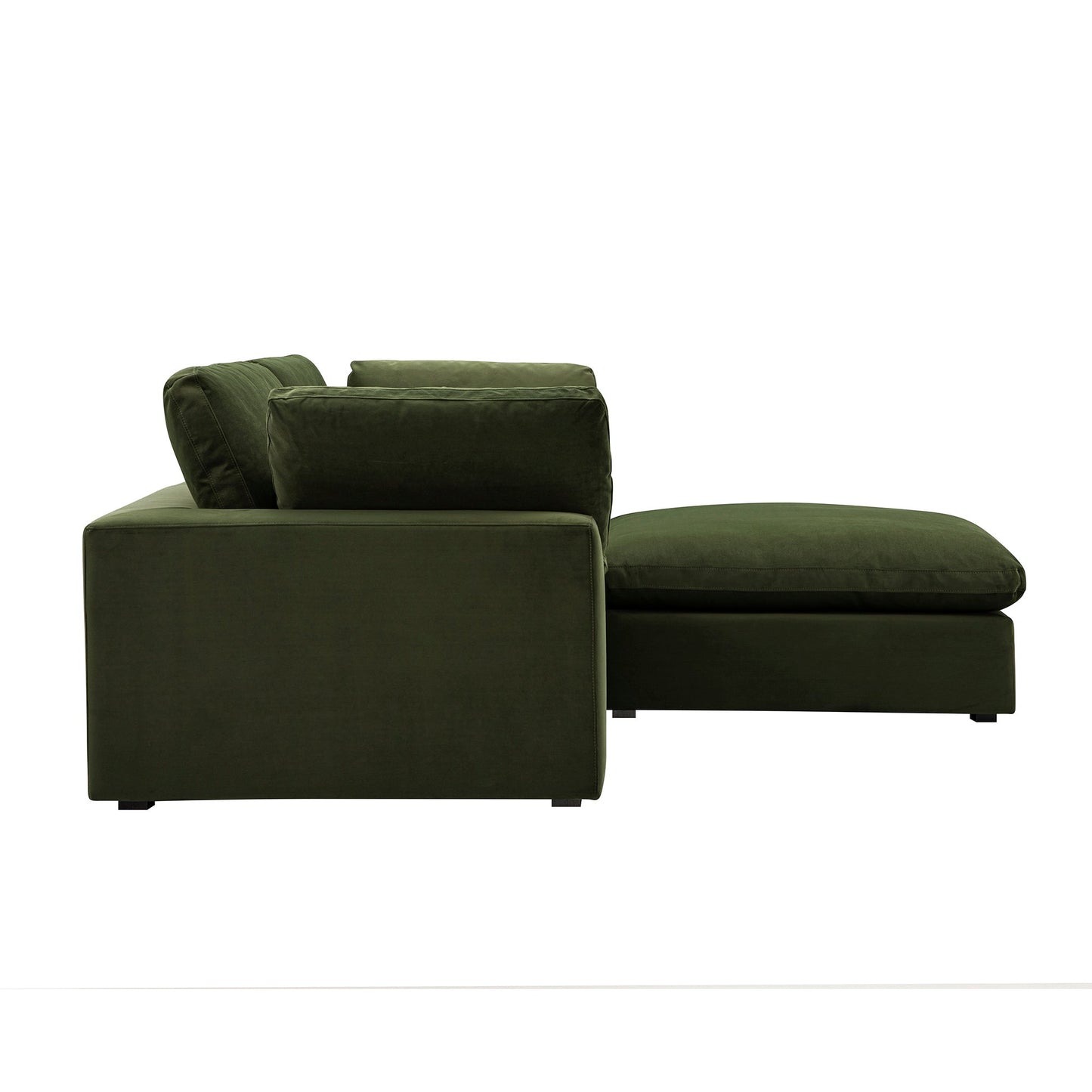 Lutyens Moss Green Velvet Modular Sofa, 2-Piece Chaise