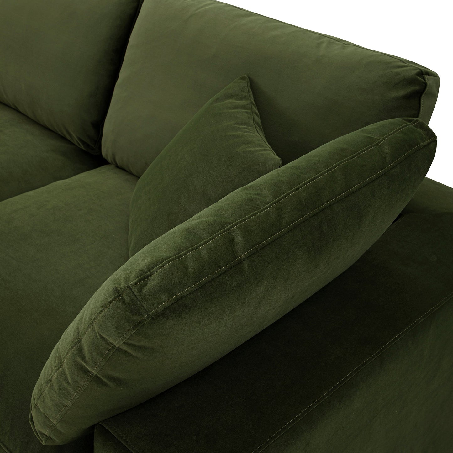 Lutyens Moss Green Velvet Modular Sofa, 3-Piece Chaise