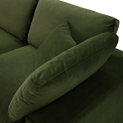 Lutyens Moss Green Velvet Modular Sofa, 3-Piece Chaise