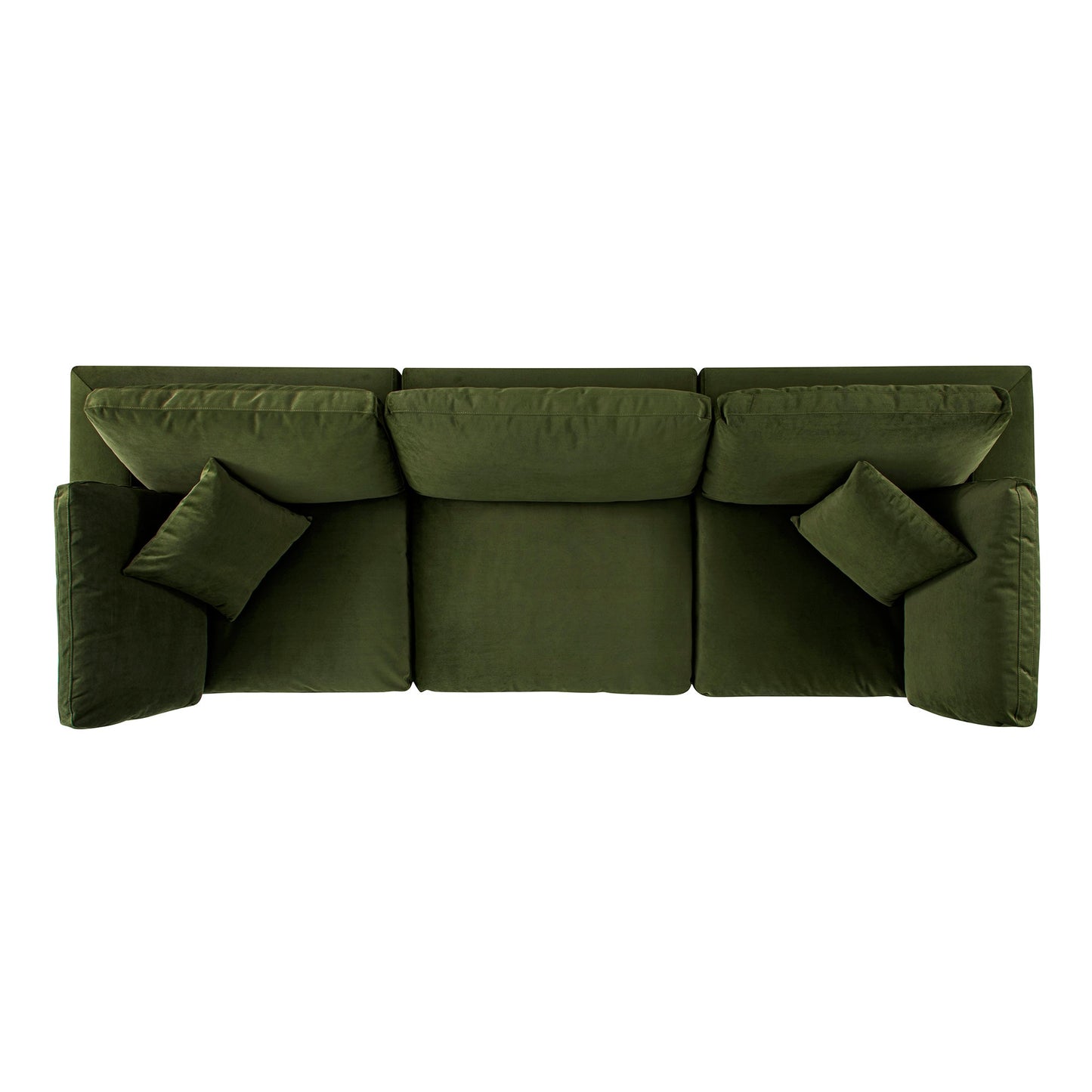 Lutyens Moss Green Velvet Modular Sofa, 3-Piece