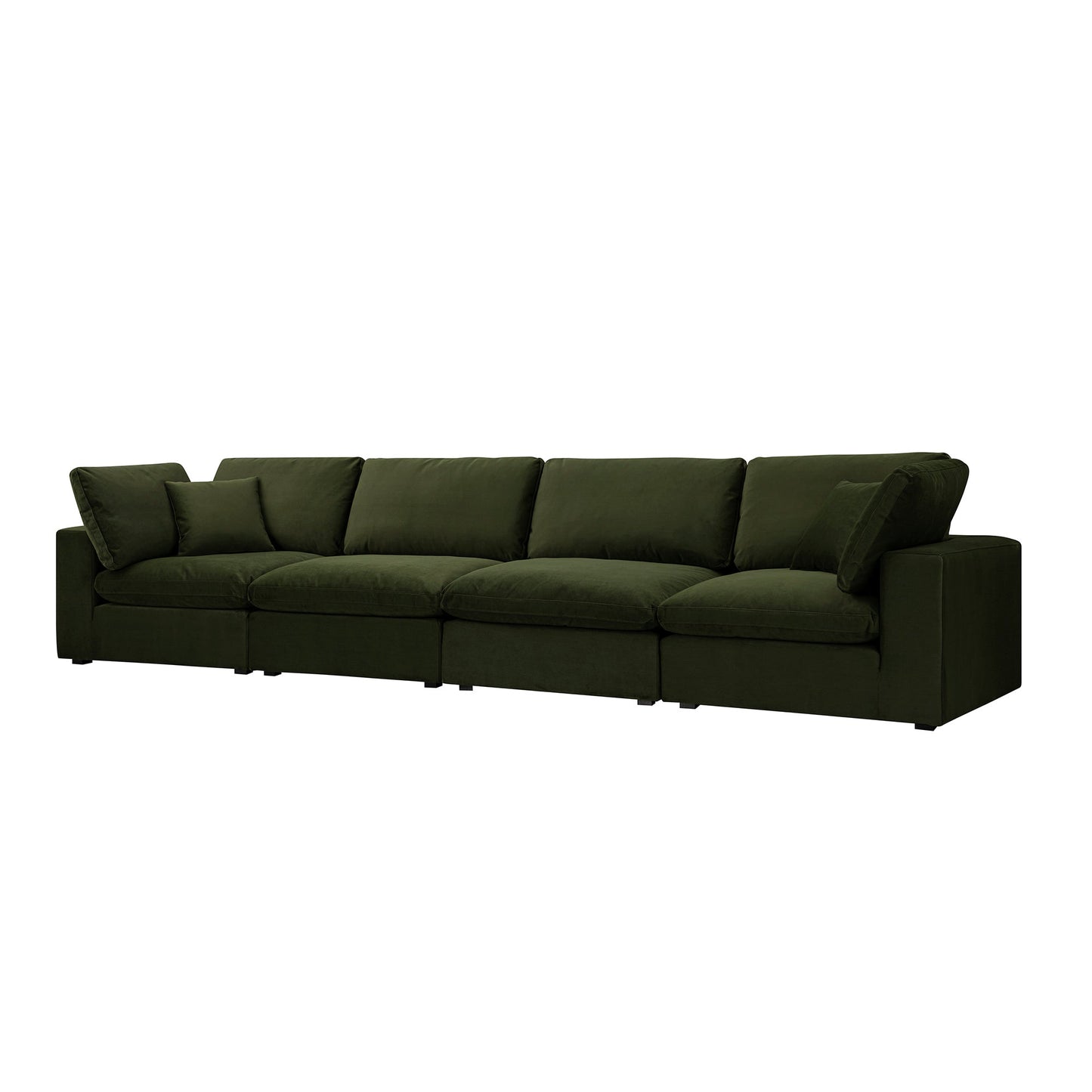 Lutyens Moss Green Velvet Modular Sofa, 4-Piece