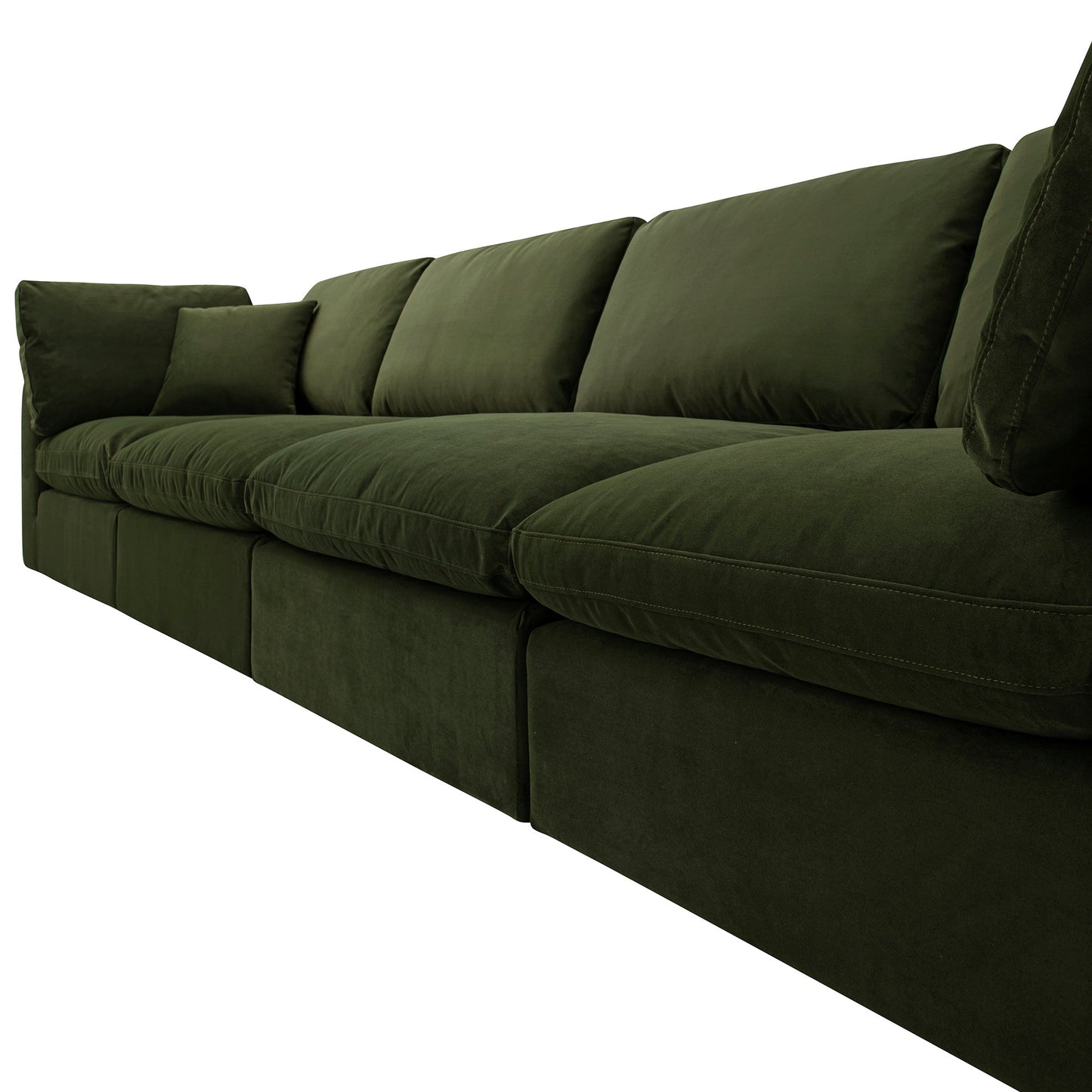 Lutyens Moss Green Velvet Modular Sofa, 4-Piece