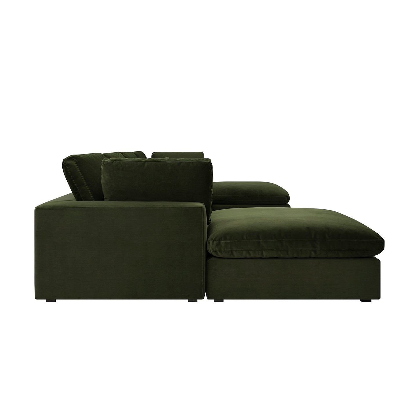 Lutyens Moss Green Velvet Modular Sofa, 6-Piece U-Shape Set