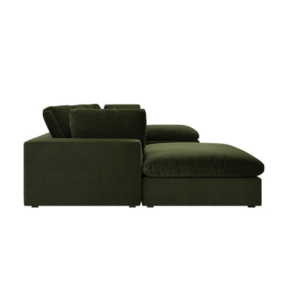 Lutyens Moss Green Velvet Modular Sofa, 6-Piece U-Shape Set