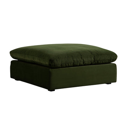Lutyens Moss Green Velvet Modular Sofa, Stool