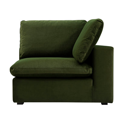 Lutyens Moss Green Velvet Modular Sofa, Corner Unit