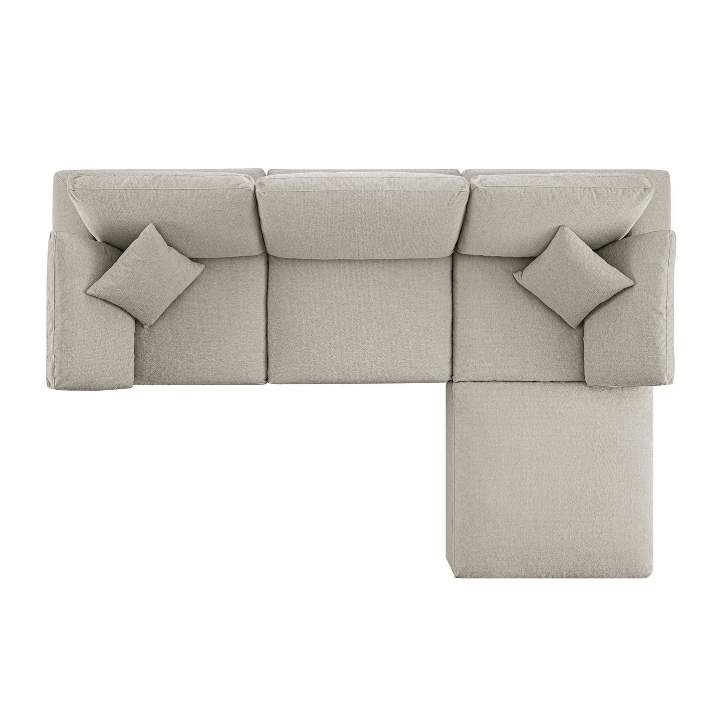 Lutyens Oatmeal Weave Fabric Modular Sofa, 3-Piece Chaise