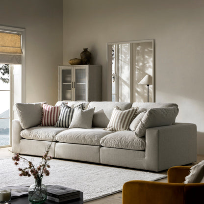 Lutyens Oatmeal Weave Fabric Modular Sofa, 3-Piece